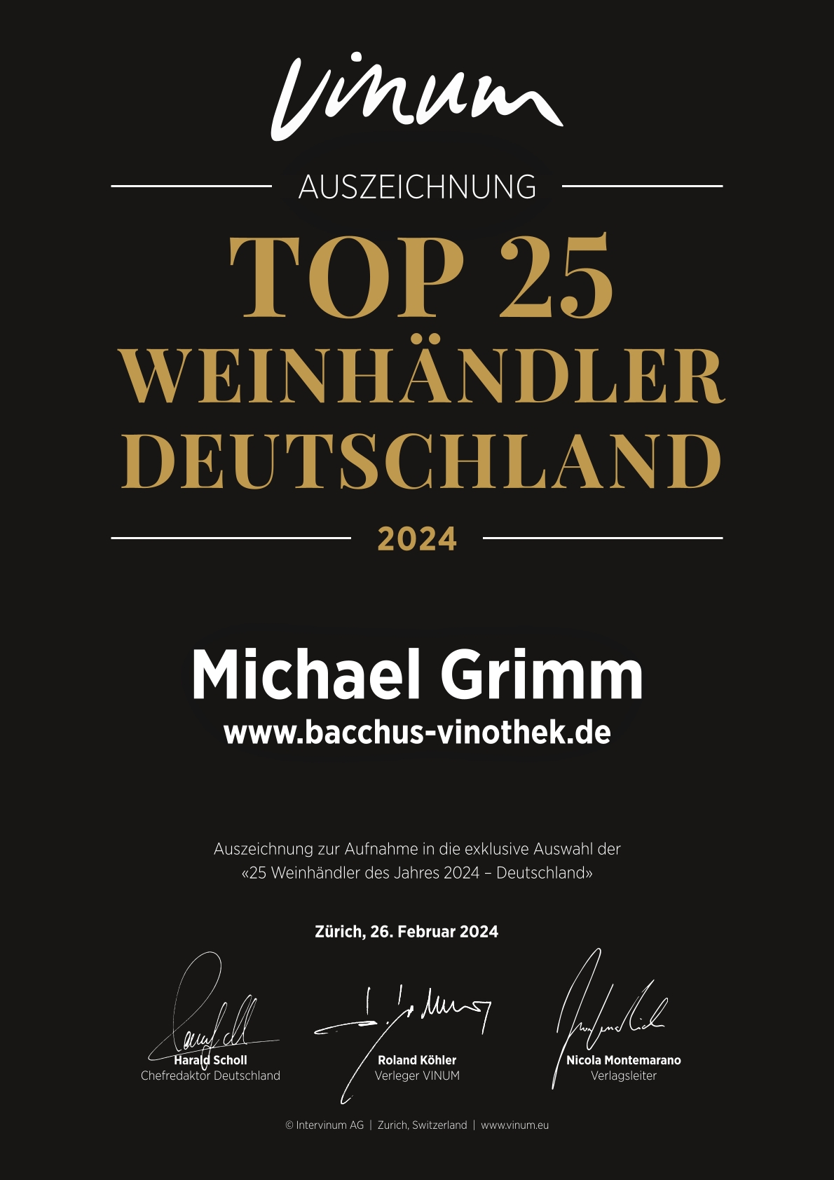 TOP 25 Weinhändler Deutschland | Bacchus-Vinothek